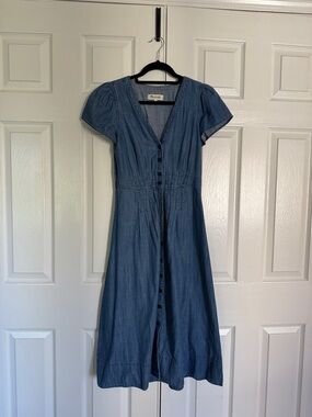 Madewell Casual Blue Denim Button-Front Midi Dress